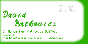 david matkovics business card